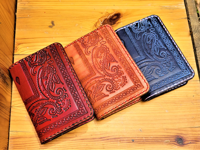 Handmade RAEDA Bandana Wallet, Antique Black, Red, Tan