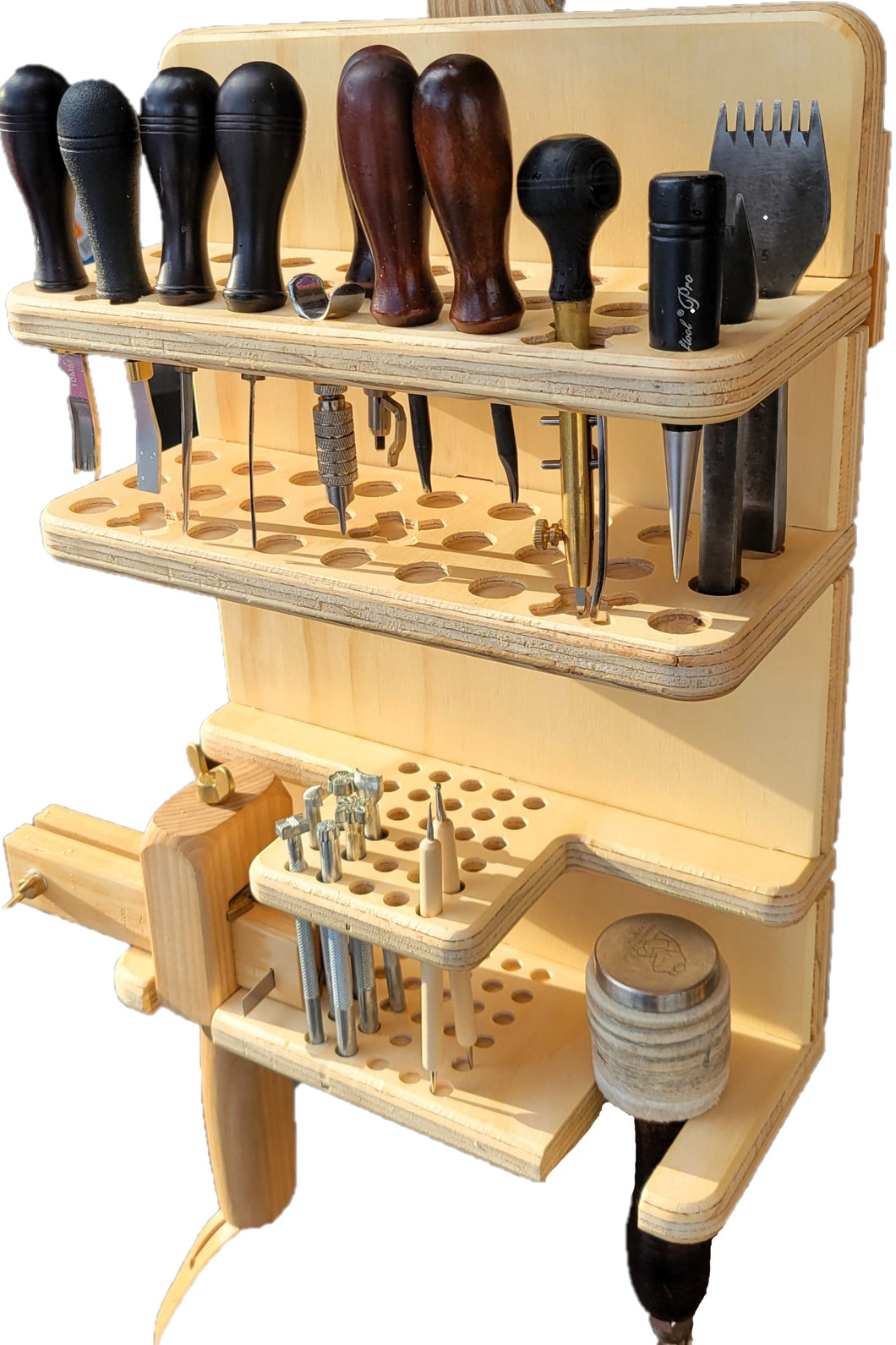 Leatherworker tool organizer wood modular system