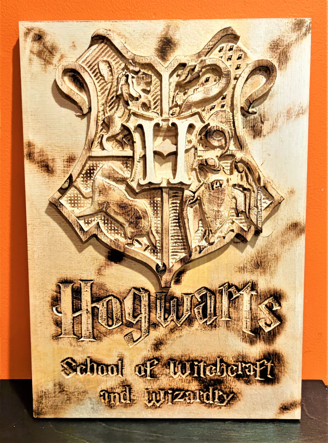 Hogwarts Harry Potter 3D Carve Wood Sign Wall Art Horde Man Cave