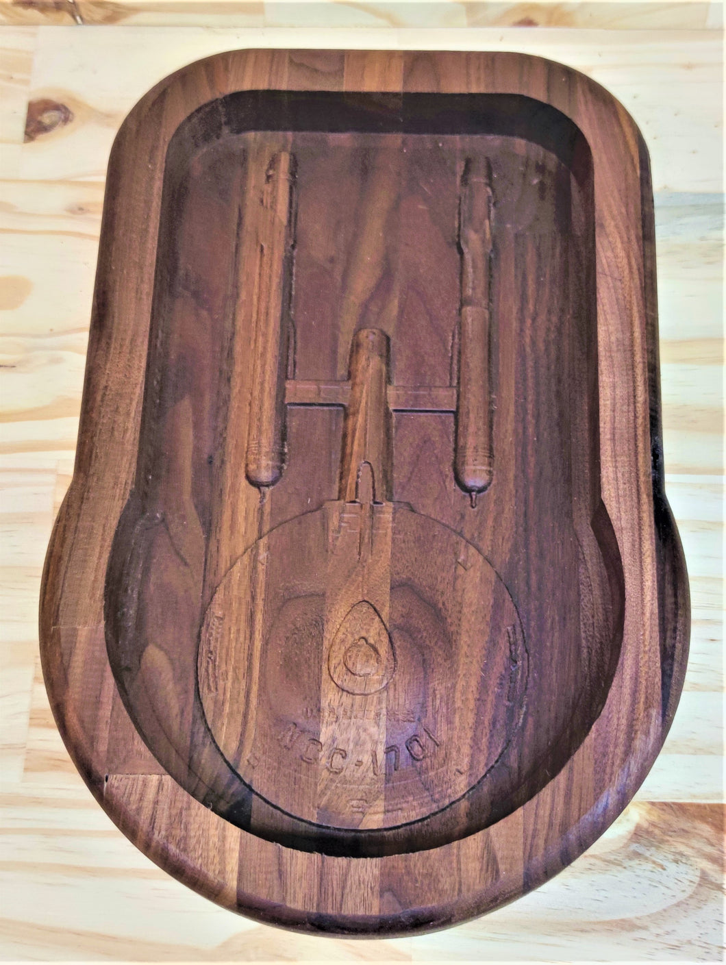 Star Trek Enterprise NCC 1701 3D Valet Tray Dump Cellphone Keys Cady Catchall Walnut Oak Cherry