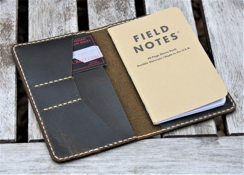 Handmade Leather Case Cover Wallet SCRIBO Field Notes Moleskine Coyote Shell Shock