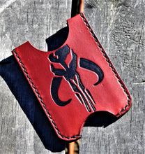 Handmade Leather Minimalist Wallet MINUS Red Mandalorian Boba Fett