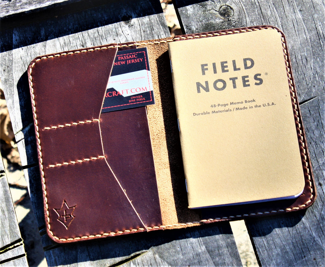 Funda hecha a mano para billetera de tarjetas de notas de campo SCRIBO Horween Leather Tan Chromexcel