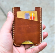 Cartera minimalista de cuero hecha a mano MINUS Wickett y Craig Buck Brown Harness Money Clip