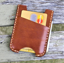 Cartera minimalista de cuero hecha a mano MINUS Wickett y Craig Buck Brown Harness Money Clip