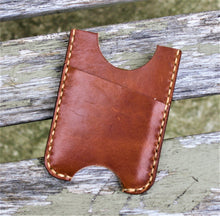 Cartera minimalista de cuero hecha a mano MINUS Wickett y Craig Buck Brown Harness Money Clip