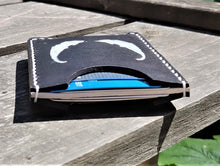 Handmade Leather Minimalist Wallet MINUS Black White Venom