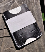 Handmade Leather Minimalist Wallet MINUS Black White Venom