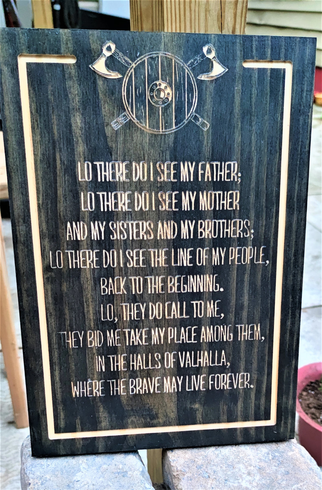 Viking Prayer Carve Wood Sign Wall Art Man Cave Norse