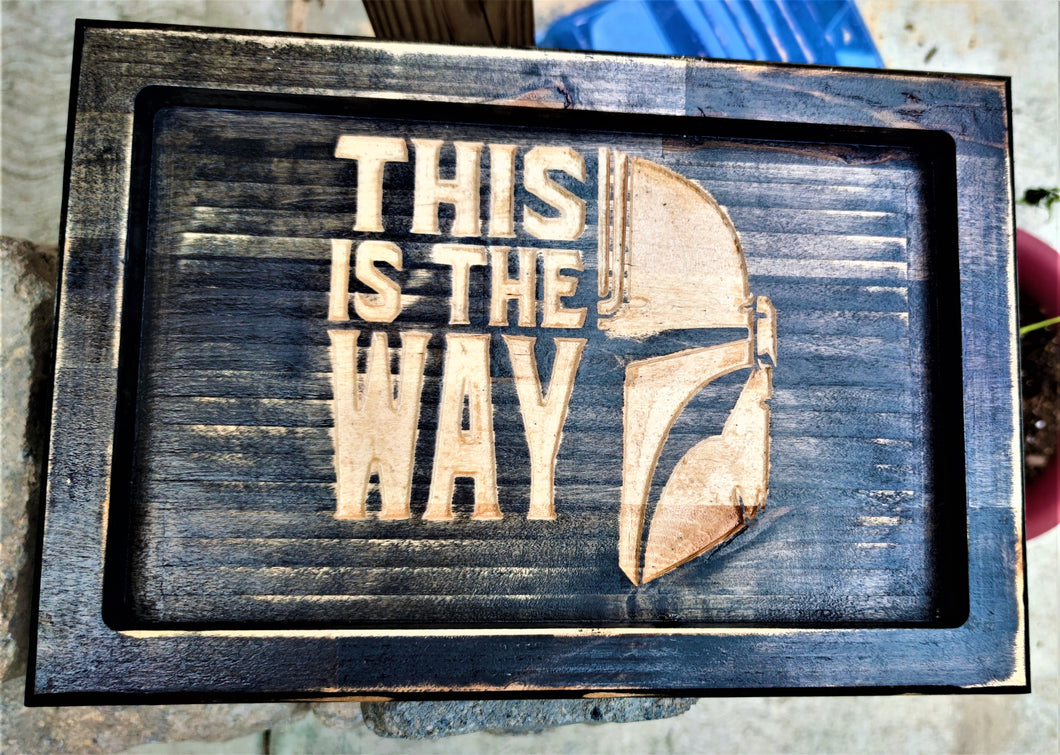 The Mandalorian This Is The Way Valet Tray Dump Cellphone Keys Cady Baltic Birch Black Distressed