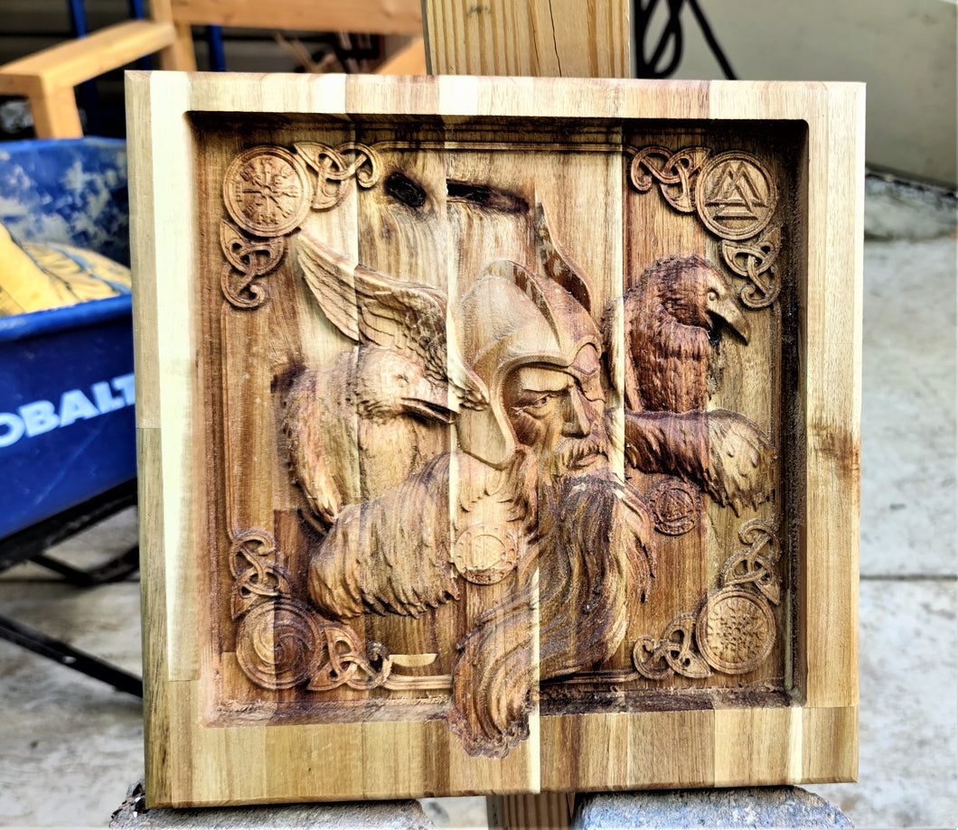 Odin Crow Vikings Valet  Catchall Tray Dump Cellphone Keys Cady Acacia Natural