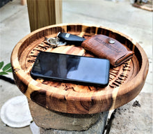 Valet Catchall Dump Tray 3D wood carving 2nd Amendment Acacia wood 12 inch