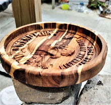 Valet Catchall Dump Tray 3D wood carving 2nd Amendment Acacia wood 12 inch