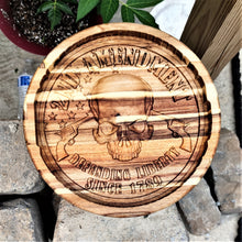 Valet Catchall Dump Tray 3D wood carving 2nd Amendment Acacia wood 12 inch