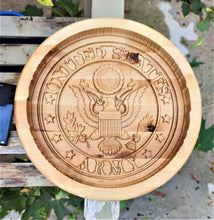 United States Army Military Valet 3D carve Wood Catchall Tray Dump Cellphone Keys Cady Baltic Birch Natural
