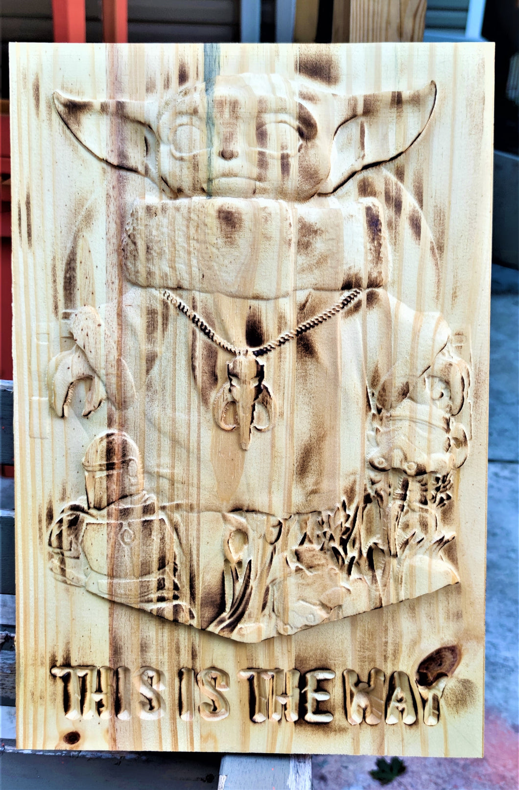 The Mandalorian 3D Carve Wood Sign Wall Art Baby Yoda Man Cave This Is The Way