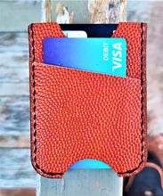 Handmade Leather Minimalist Wallet MINUS Horween Basketball print