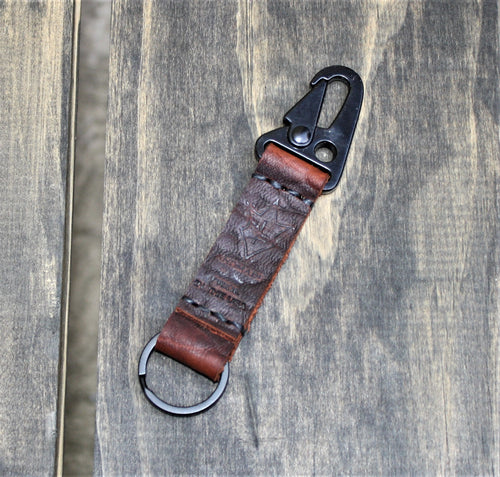 Handmade Leather Key Keeper Clip Keychain FUNIS FOB Bison Black