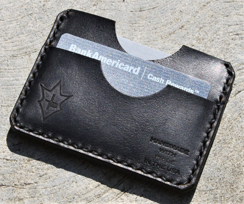 Handmade Leather PARVUS Wallet Black Chromexcel Black W/ Money Band
