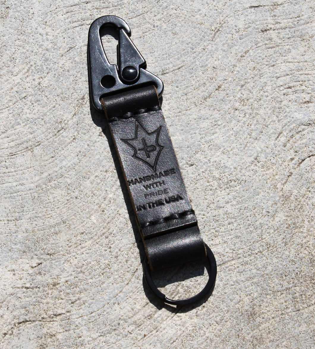 Handmade Leather Key Keeper Clip Keychain FUNIS FOB Black Chromexcel