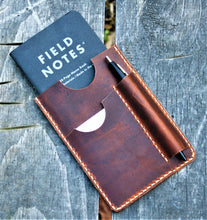 Funda hecha a mano con funda para notas de campo, billetera NOTO Sunset Oil Tan Leather