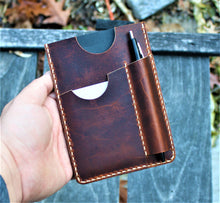 Funda hecha a mano con funda para notas de campo, billetera NOTO Sunset Oil Tan Leather