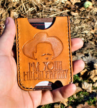 Cartera minimalista de cuero hecha a mano MINUS Tan Tombstone I'm Your Huckleberry