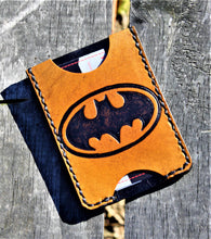 Handmade Leather Minimalist Wallet MINUS Tan Batman