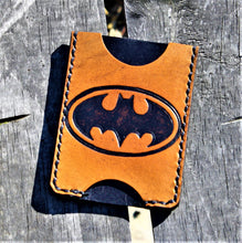 Handmade Leather Minimalist Wallet MINUS Tan Batman