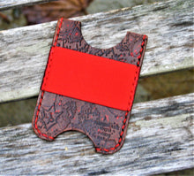 Handmade Leather Minimalist Wallet MINUS Brown Red Zombie Skulls
