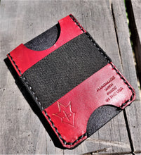 Handmade Leather Minimalist Wallet MINUS Heathen Black Red Spartan