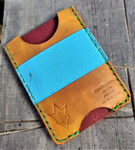 Handmade Leather Minimalist Wallet MINUS Heathen Mapuche Kultrun Gold