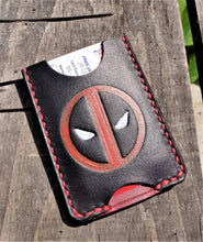 Handmade Leather Minimalist Wallet MINUS Black Red Deadpool