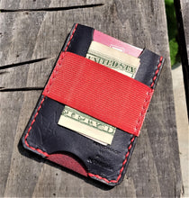 Handmade Leather Minimalist Wallet MINUS Black Red Deadpool