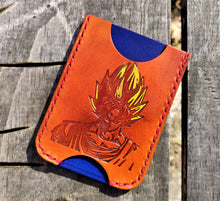 Cartera minimalista de cuero hecha a mano MINUS Saddle Tan Goku Dragon Ball