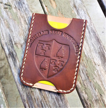 Handmade Leather Minimalist Wallet MINUS Brown Natural Montclair State University