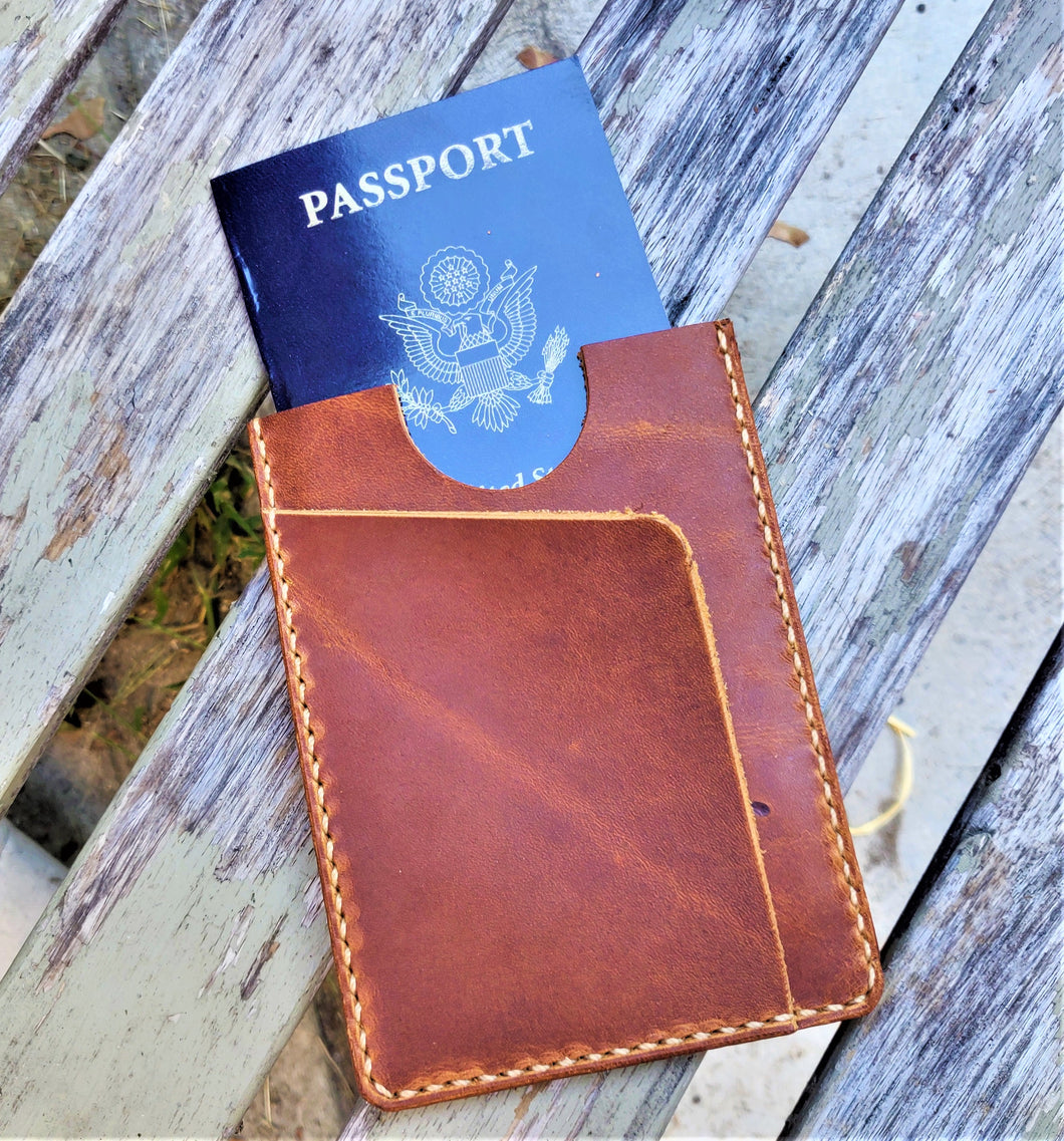 Handmade Cover or Wallet for Passport NOTO Horween Leather English Tan Harvest