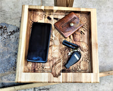 Odin Crow Vikings Valet  Catchall Tray Dump Cellphone Keys Cady Acacia Natural