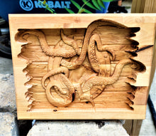 Valet Catchall Dump Tray 3D wood carving Kraken Baltic Birch wood 12x10
