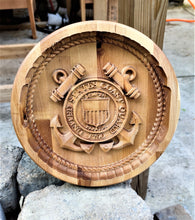 Coast Guard Military Valet 3D carve Wood Catchall Tray Dump Cellphone Keys Cady Baltic Birch Natural