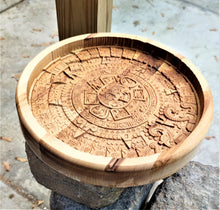 Aztec Calendar Valet 3D carve Wood Catchall Tray Dump Cellphone Keys Cady Baltic Birch Natural