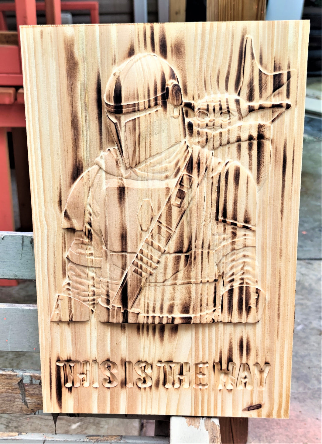 The Mandalorian 3D Carve Wood Sign Wall Art Man Cave Este es el camino
